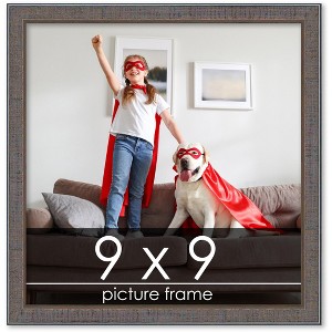 PosterPalooza | Square Textured Grey Picture Frame - UV Acrylic, Foam Board Backing, Hanging Hardware - 1 of 4