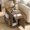 Vintage End Table Flip Top Side Table with USB Ports, Multifunctional Drawer w/ Cup holders, Sofa Couch Table with Bookshelf for Living Room - 3 of 4
