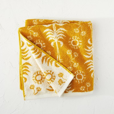 Palm Frond Jacquard Bath Towel Yellow - Opalhouse™ designed with Jungalow™