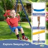 Costzon 660 lbs Swing Set for Backyard, 4-in-1 Heavy Duty Metal Frame with Adjustable Swing, Hoop, Climbing Rope & Ladder, Outdoor Playset for Kids - 3 of 4