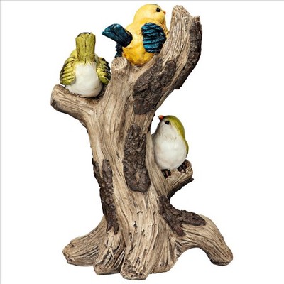 Hand-Painted Yellow Warblers Resin Garden Statue, 16.5 Inches