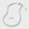 Silver Plated Cubic Zirconia Tennis Bolo Bracelet and Stud Earring Set 2pc - Silver - 2 of 3