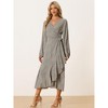 Allegra K Women's Floral Long Sleeve Wrap Tie Waist Ruffle Split Hem Boho Maxi Dress - 2 of 4