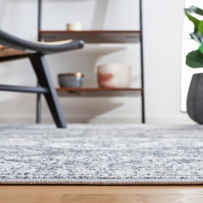 Abstract Gray Synthetic 4' x 6' Hand-Knotted Area Rug