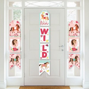 Big Dot of Happiness Run Wild Horses - Hanging Vertical Paper Door Banners - Pony Birthday Party Wall Decoration Kit - Indoor Door Decor - 1 of 4