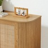 64-Inch Wave Shaped TV Stand with Rattan Doors, Modern Sideboard Buffet Storage Cabinet for Kitchen Bedroom Entryway, Natural 64"W x 15"D x 31.5"H - 4 of 4