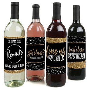 Big Dot of Happiness Reunited - School Class Reunion Party Decorations for Women and Men - Wine Bottle Label Stickers - Set of 4 - 1 of 4