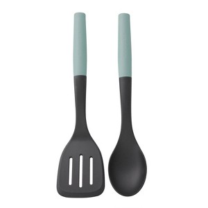 KitchenAid 2pc Nylon/ABS Spoon and Turner Set Aqua Blue: Kitchen Utensil Set, Dishwasher-Safe, Adult Use - 1 of 4