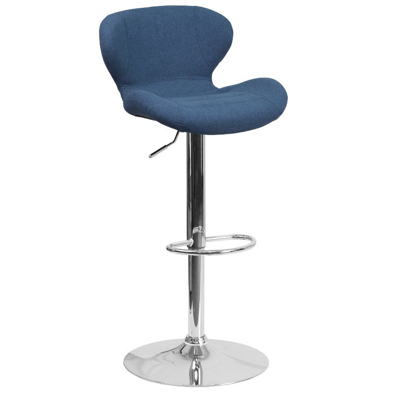 Emma and Oliver Curved Back Swivel Adjustable Height Barstool with Chrome Base, 1 of 13