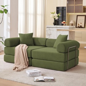 Sapphtopaz 73" Couches for Living Room 2-in-1 Convertible Sofa Bed with Removable Armrests Mattress Sofa with 2 Pillows Sleeper Sofa for Bedroom - 1 of 4