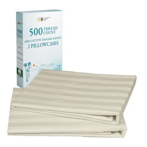 Luxury 500 Thread Count Pillowcase Set - 100% Cotton Sateen, Cool & Breathable by California Design Den - 1 of 4