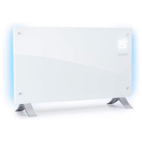 Klarstein Bornholm 1500 Watt Curved Wall-mountable Convection Panel Space  Heater With Led Display, Remote Control, Eco Mode, And Timer, White : Target