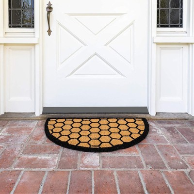 Natural Coir Semi-Circle Honeycomb Outdoor Welcome Mat