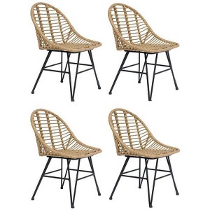 Nordlys Set of 4 Metal and Rattan Dining Chairs Exotic Boho Dining Room - 1 of 4