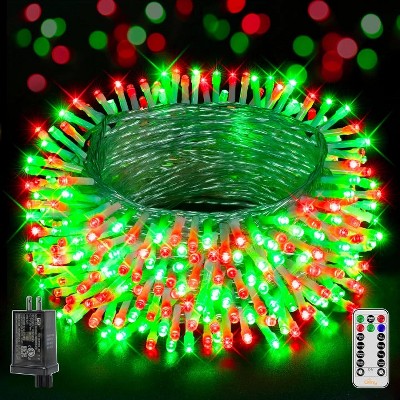 Ollny 800 LED Red and Green Christmas String Lights (Clear Cable, Plug in, 8 Modes, IP44 Waterproof)
