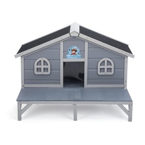 AZL1 Life Concept Pet Crates and Houses All Weather Indoor Outdoor Wooden Cat House with Play Pen, Lockable Doors, Gray, 43.31"*31.1"*29.13" - 1 of 4