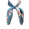 Wrapables 100% Charmeuse Silk Square Scarf Neckerchief, Roses on Aqua - 3 of 4