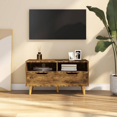 vidaXL TV Cabinet Smoked Oak Engineered Wood 35.4 x 15.7 x 19.1 in