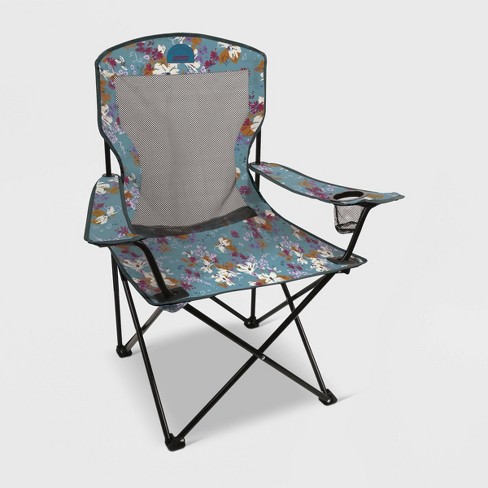 Mesh Back Quad Camping Chair Blue