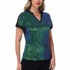Anna-Kaci Women's Sequin Short Sleeve Top with Satin Trim V-Neckline and Rolled Cuffs - 2 of 4