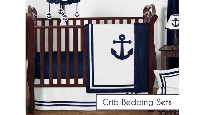 Sweet Jojo Designs Anchors Away 11pc Crib Bedding Set - Navy, 2 of 8, play video