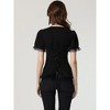INSPIRE CHIC Women's Square Neck Solid Color Puff Short Sleeve Lace Up Gothic Blouse - 3 of 4