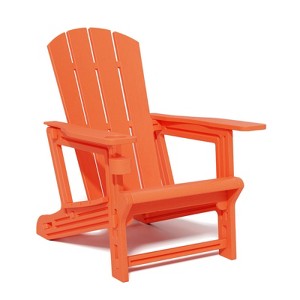 Maggift Outdoor Adirondack Chairs, Plastic Fire Pit Chairs with Drink Holder, Patio Chairs with Stool Legs for Lawn Garden, Orange 31.4"*29.6"*36.4" - 1 of 4