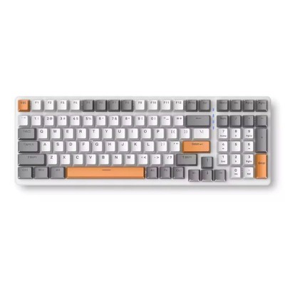 RISOKEYS 100 Keys Mechanical Keyboard Wired Backlight Keyboard Customized E-sports Office Game Computer Keyboard Metal Panel (White, Red Bearing)