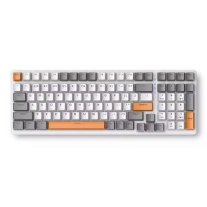 RISOKEYS 100 Keys Mechanical Keyboard Wired Backlight Keyboard Customized E-sports Office Game Computer Keyboard Metal Panel (White, Red Bearing) - 1 of 4
