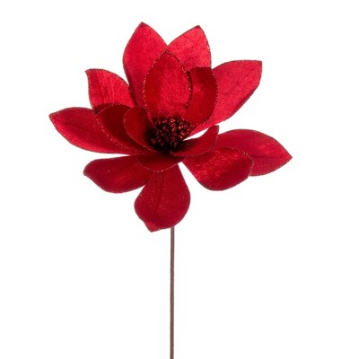 Vickerman 22" Velvet Sheen Glitter Trim Poinsettia