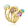 Ross-Simons 4.5-5mm Cultured Pearl and Multi-Gemstone Ring in 18kt Gold Over Sterling - 3 of 4