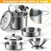 26PCS Pretend Kitchen Set with Stainless Steel Cookware, Pots, Cutting Food, Apron & Chef Hat, Gift - 3 of 4
