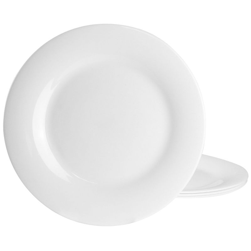 Gibson Ultra Farthington 4 Piece Tempered Opal Glass Dinner Plate Set in White, 1 of 7