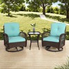 FURNIinspire Patio Seating Sets 3 Pieces Outdoor Rocking Swivel Chair Set, Patio Rocking Chair With Cushion And Coffee Table, Blue, 25“*29”*34“ - 4 of 4