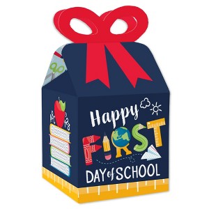 Big Dot of Happiness First Day of School - Square Favor Gift Boxes - Back to School Classroom Decorations Bow Boxes - Set of 12 - 1 of 4
