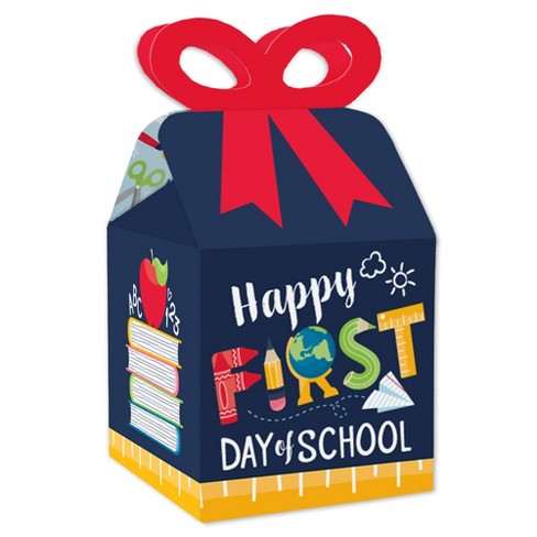 Big Dot of Happiness Back to School - First Day of School Classroom Gift Favor Bags - Party Goodie Boxes - Set of 12