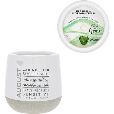 Pavilion Gift Company - August - 11 oz - 100% Soy Wax Reveal Candle with Birthstone Scent: Tranquility - Flame Candles