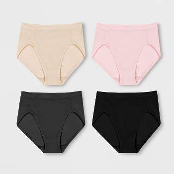 Hanes Premium Women's 4pk Bikini Underwear Briefs - Beige/Pink/Black S