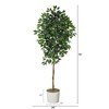 Nearly Natural 6-ft Ficus Artificial Tree in White Tin Planter - image 2 of 4