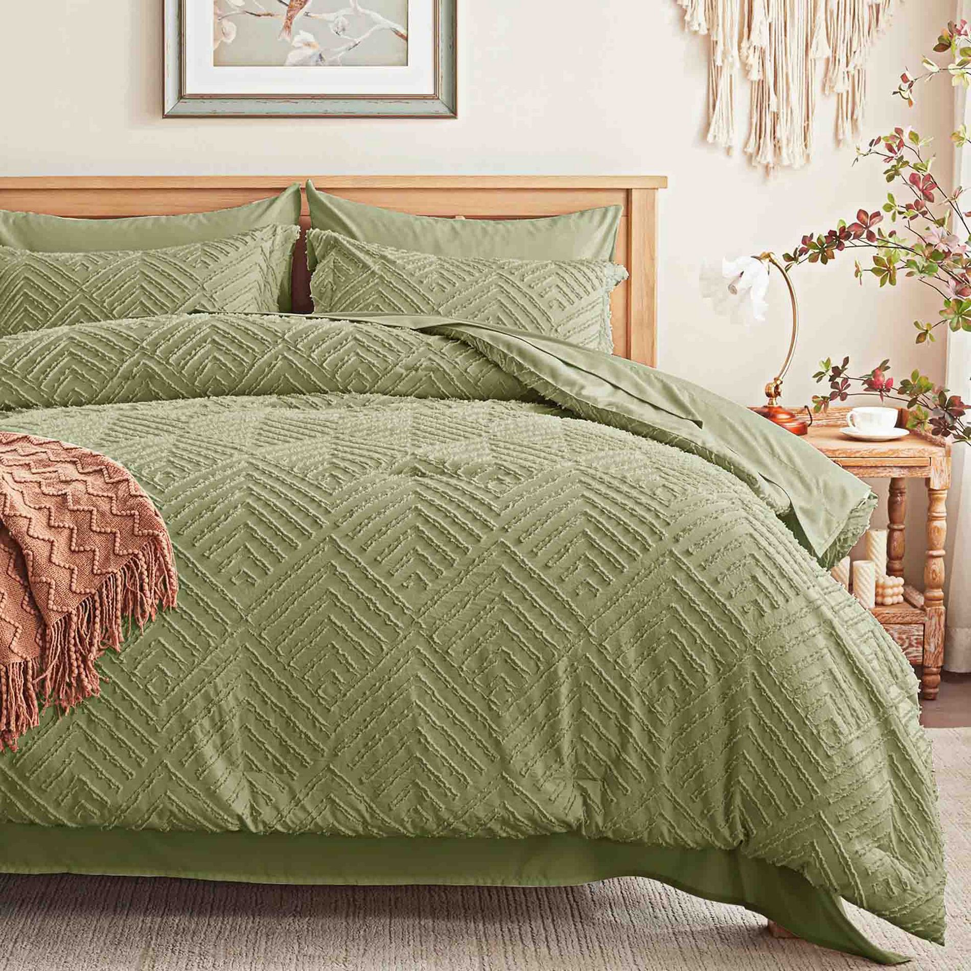 5/7pc Tufted Comforter Set - All-Season Soft Microfiber Bed in a Bag - BAGOKIE