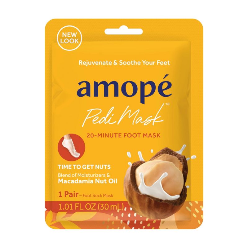 Amop&#233; PediMask 20-Minute Time to Get Nuts with Macadamia Nut Oil Foot Mask - 1 pair, 1 of 12