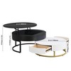 NicBex Modern Round Coffee Table with Lift Top,Nesting Coffee Tables Set with 2 Drawers,Adjustable Height Center Table for Living Room,White+Black - 3 of 4