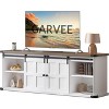 70" Farmhouse TV Stand, Entertainment Center Storage Cabinets w/Power Outlets and Sliding Barn Door,Rustic TV Stands for Living Room - 3 of 4