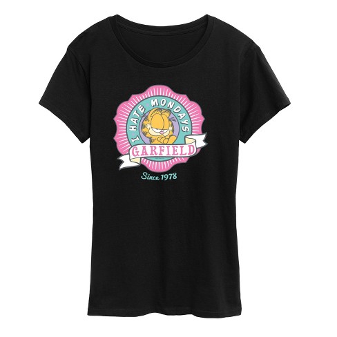 Women s Garfield I Hate Mondays Short Sleeve Graphic T shirt Black X large Target