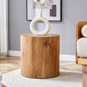 FONTOI Cylindrical Coffee Tables with Anti-slip Feet for Small Spaces Living Room Bedroom Balcony Office Side Table, Brown, 15.7"*15.7"*15.7" - 1 of 4