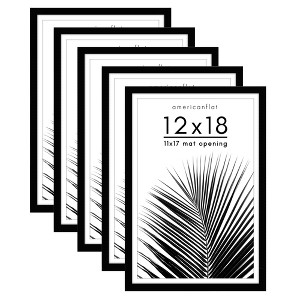 Americanflat 5 Pack of Picture Frames with Mat - Plexiglass Cover - 1 of 4