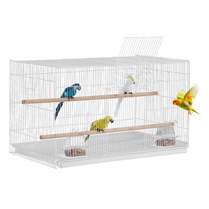 VEVOR 30-inch Flight Bird Cage, Stackable Bird Cage for Small Parrots Canaries Cockatiels Lovebirds Finches Budgies Conures Macaws Pet, White - 1 of 4