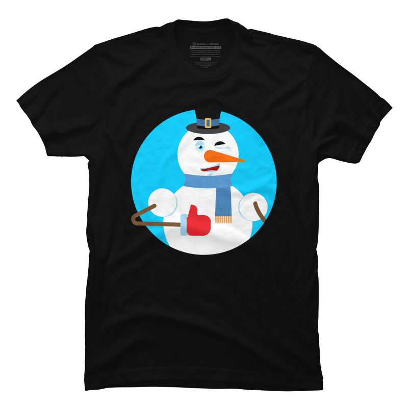 Men's Design By Humans Snowman thumbs up winks emoji. New Year and Christmas By Roplon T-Shirt, 1 of 5