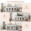 White 71" Dog Crate Furniture – Extra Large Indoor Wood Kennel, Double Cage with Storage Drawers & Divider, Furniture-Style for Living Room - 2 of 4