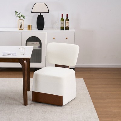 Lycvki Linen Upholstered Armless Dining Chair with Casters